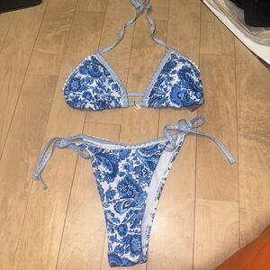 Shein Bikini- Blue Floral Bikini Set